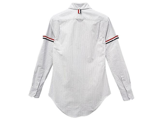Camicia Oxford a righe con bracciale a tre righe per donna Thom Browne Grigio Medio Marrone - vista 15