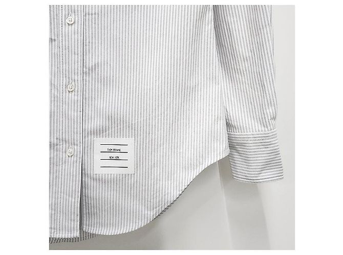 Camicia Oxford a righe con bracciale a tre righe per donna Thom Browne Grigio Medio Marrone - vista 18