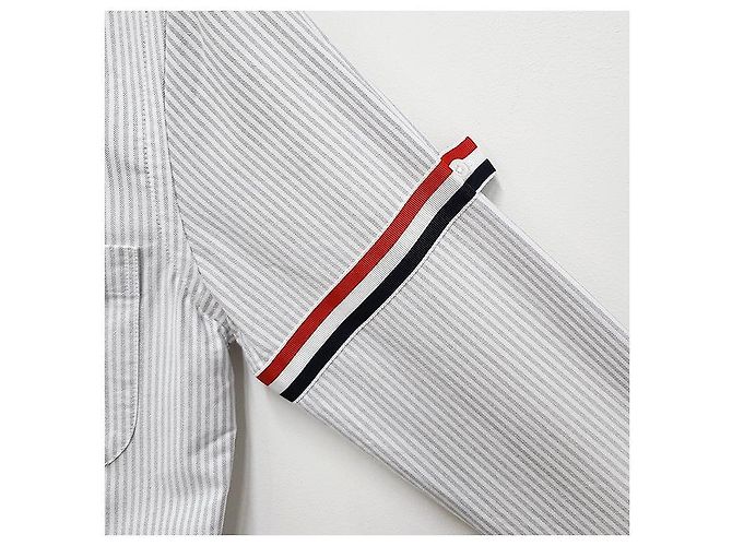 Camicia Oxford a righe con bracciale a tre righe per donna Thom Browne Grigio Medio Marrone - vista 19