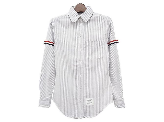 Camicia Oxford a righe con bracciale a tre righe per donna Thom Browne Grigio Medio Marrone - vista 2