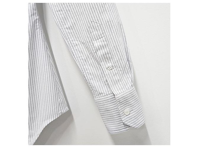 Camicia Oxford a righe con bracciale a tre righe per donna Thom Browne Grigio Medio Marrone - vista 21