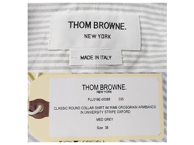 Camicia Oxford a righe con bracciale a tre righe per donna Thom Browne Grigio Medio Marrone - vista 23
