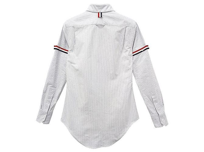 Camicia Oxford a righe con bracciale a tre righe per donna Thom Browne Grigio Medio Marrone - vista 3