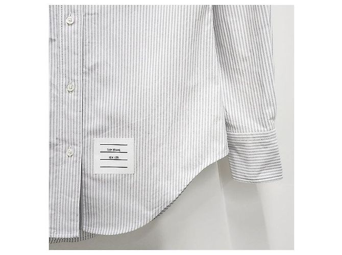 Camicia Oxford a righe con bracciale a tre righe per donna Thom Browne Grigio Medio Marrone - vista 6