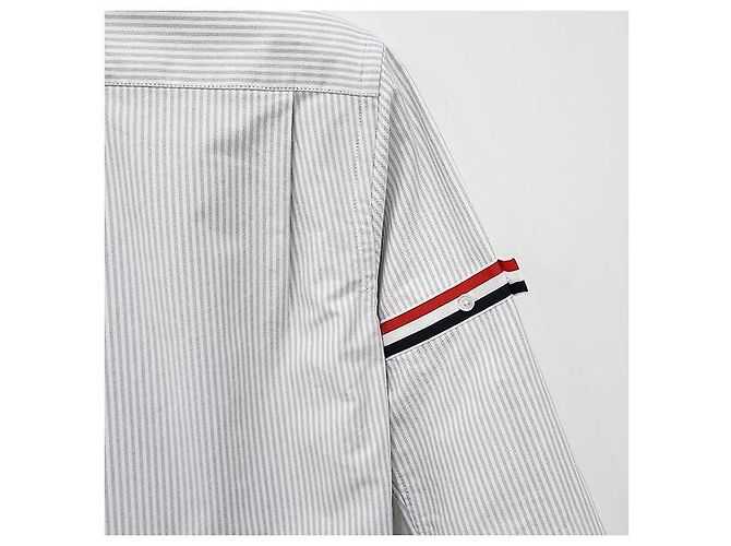 Camicia Oxford a righe con bracciale a tre righe per donna Thom Browne Grigio Medio Marrone - vista 8