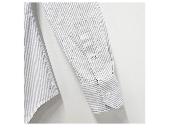 Camicia Oxford a righe con bracciale a tre righe per donna Thom Browne Grigio Medio Marrone - vista 9