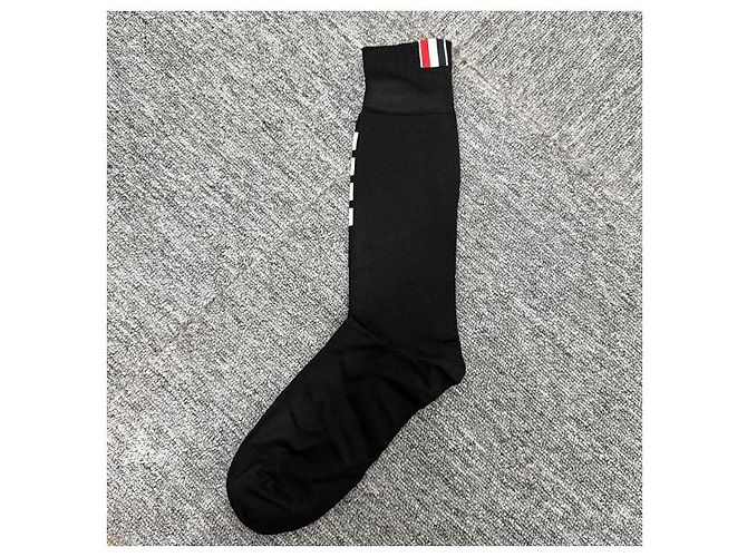 Thom Browne Calze leggere in cotone a metà polpaccio con tre strisce Nero - vista 3