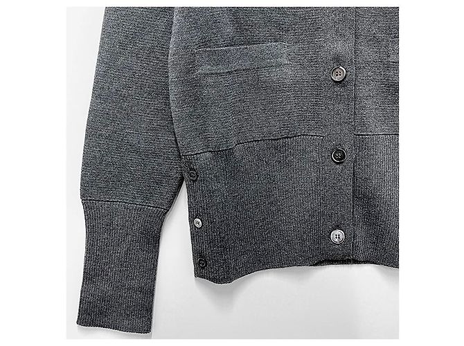 Thom Browne Cardigan Milan Stitch Bar Grigio Medio Marrone - vista 16