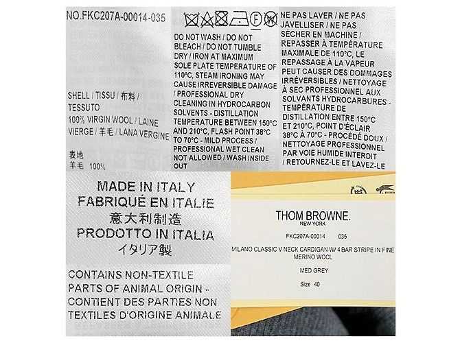 Thom Browne Cardigan Milan Stitch Bar Grigio Medio Marrone - vista 19