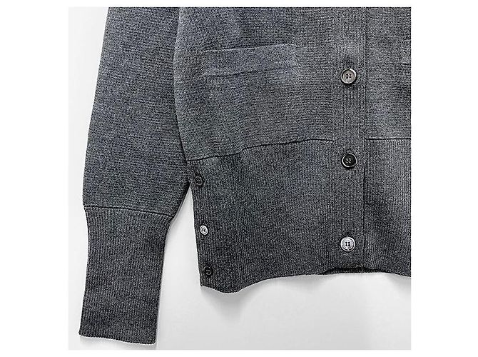 Thom Browne Cardigan Milan Stitch Bar Grigio Medio Marrone - vista 6