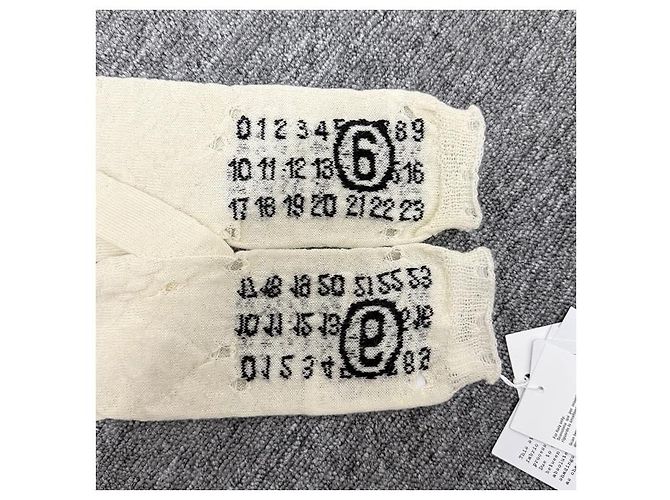 Maison Martin Margiela Wollhandschuhe mit Nummernlogo Off White Weiß - Ansicht 9