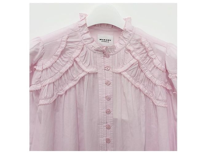 Isabel Marant Blusa Plisada CHRISTA Rosa Claro - vista 12