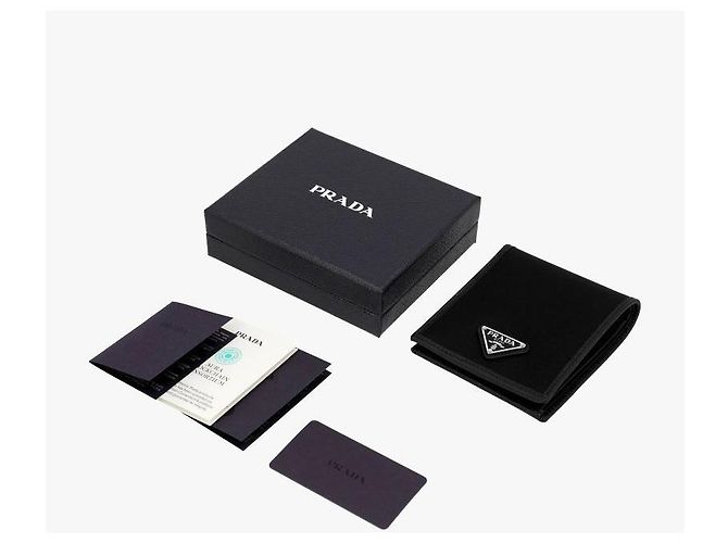 Prada Wallet Nylon Logo Men's Bifold Black - view 10