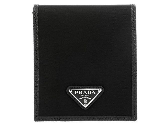 Prada Wallet Nylon Logo Men's Bifold Black - view 3