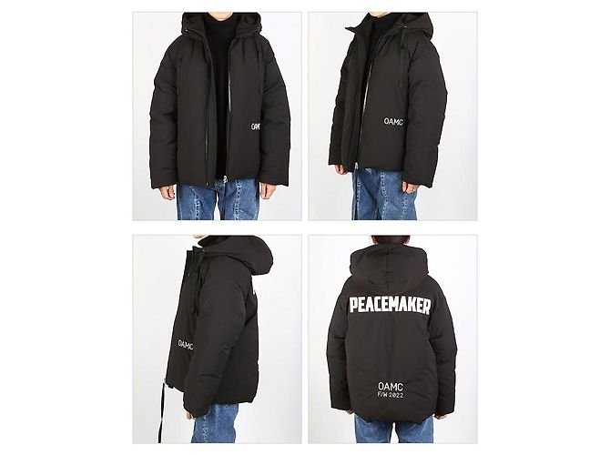 Moncler Jaqueta acolchoada com capuz e estampa de logo OAMC Preto - vista 2