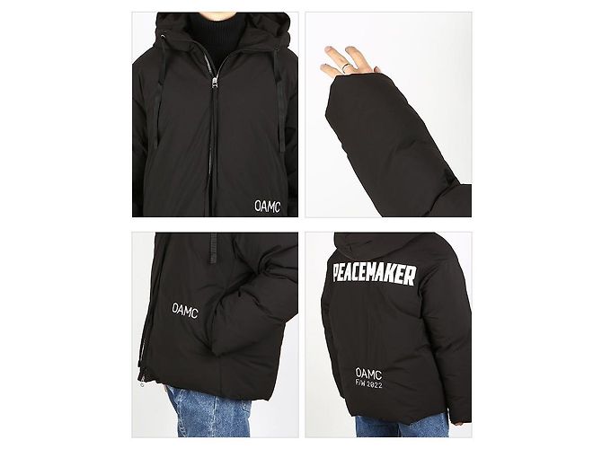 Moncler Jaqueta acolchoada com capuz e estampa de logo OAMC Preto - vista 3