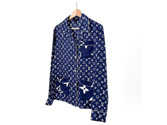 Louis Vuitton Camicia da pigiama in seta Escale Blu - vista 2