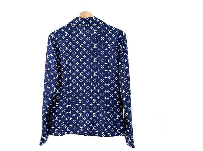 Louis Vuitton Camicia da pigiama in seta Escale Blu - vista 4