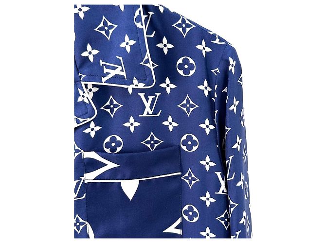 Louis Vuitton Camicia da pigiama in seta Escale Blu - vista 5