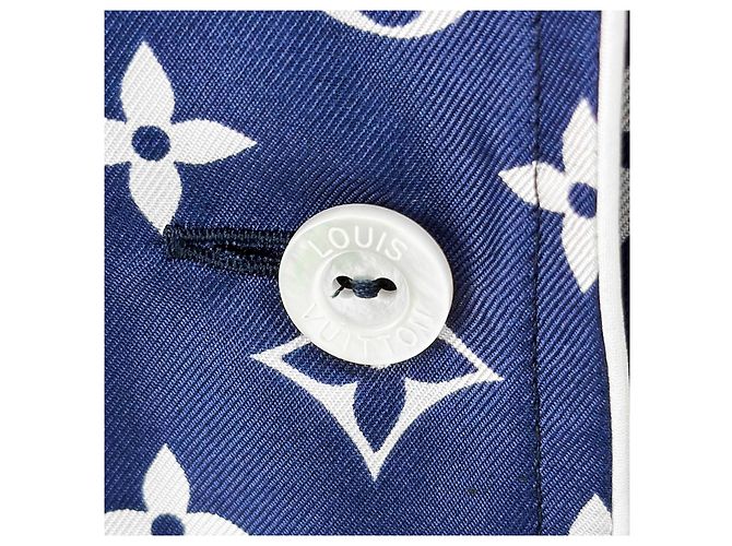 Louis Vuitton Camicia da pigiama in seta Escale Blu - vista 6