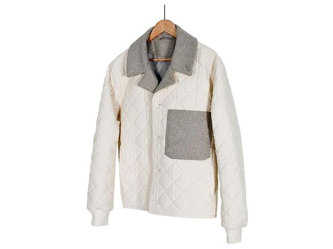 Dior Herren Ecru Cannage Blend Cropped Blousonjacke Beige Grau Blau - Ansicht 2