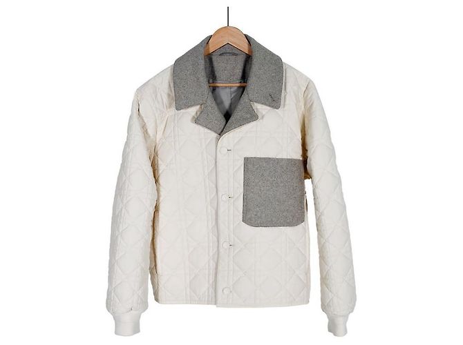 Dior Herren Ecru Cannage Blend Cropped Blousonjacke Beige Grau Blau - Ansicht 3