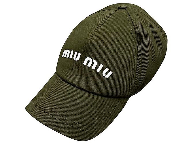 Miu Miu bestickte Logo Baumwoll-Baseballmütze Waldgrün Weiß ADXI - Ansicht 11