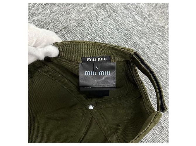 Miu Miu bestickte Logo Baumwoll-Baseballmütze Waldgrün Weiß ADXI - Ansicht 6