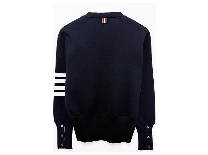 Thom Browne Wollcardigan mit Milano-Stich und diagonaler Leiste Blau - Ansicht 12