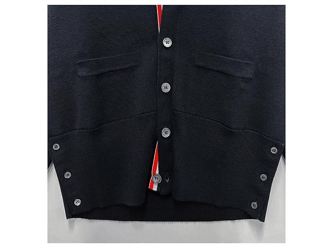 Thom Browne Wollcardigan mit Milano-Stich und diagonaler Leiste Blau - Ansicht 14