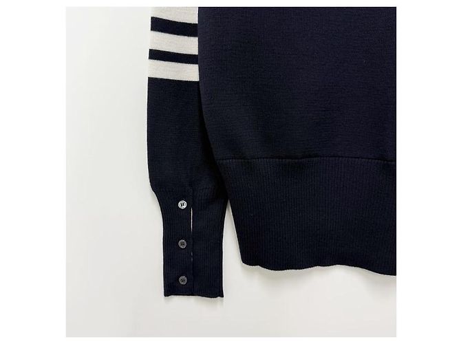 Thom Browne Wollcardigan mit Milano-Stich und diagonaler Leiste Blau - Ansicht 6