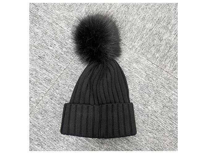 Strickmütze mit Pom Pom und Moncler-Logo-Patch Schwarz - Ansicht 3