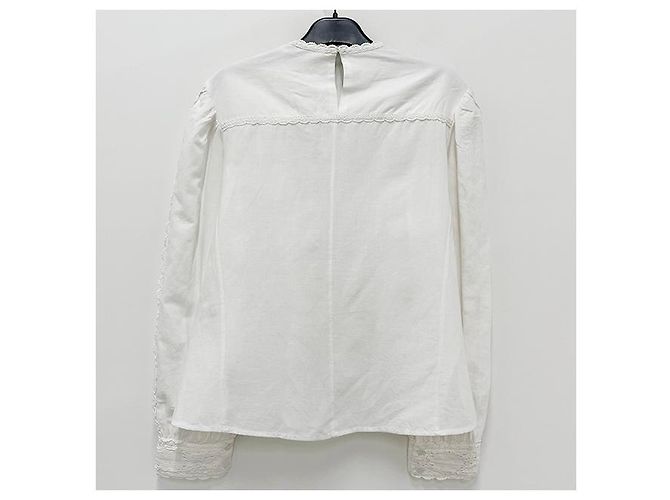 Isabel Marant Blusa de lino y algodón con encaje Etoile Valmira Blanco - vista 14