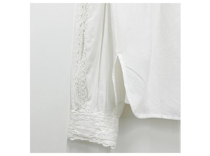 Isabel Marant Blusa de lino y algodón con encaje Etoile Valmira Blanco - vista 17