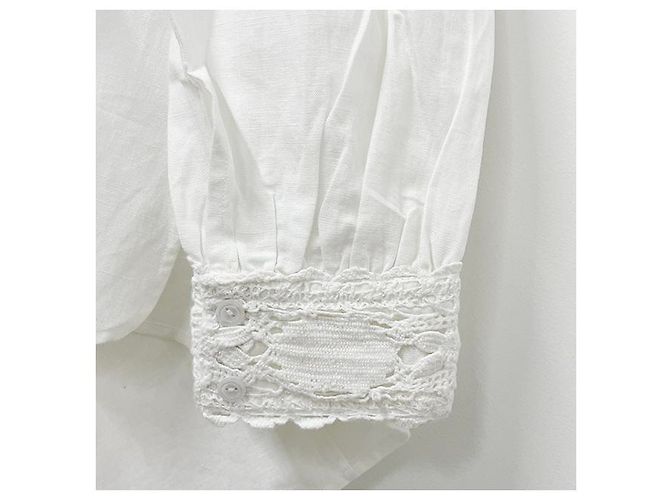 Isabel Marant Blusa de lino y algodón con encaje Etoile Valmira Blanco - vista 18