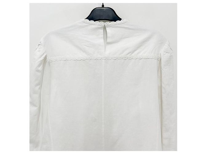 Isabel Marant Blusa de lino y algodón con encaje Etoile Valmira Blanco - vista 20
