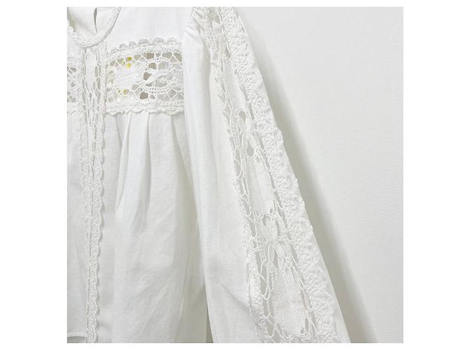 Isabel Marant Blusa de lino y algodón con encaje Etoile Valmira Blanco - vista 4