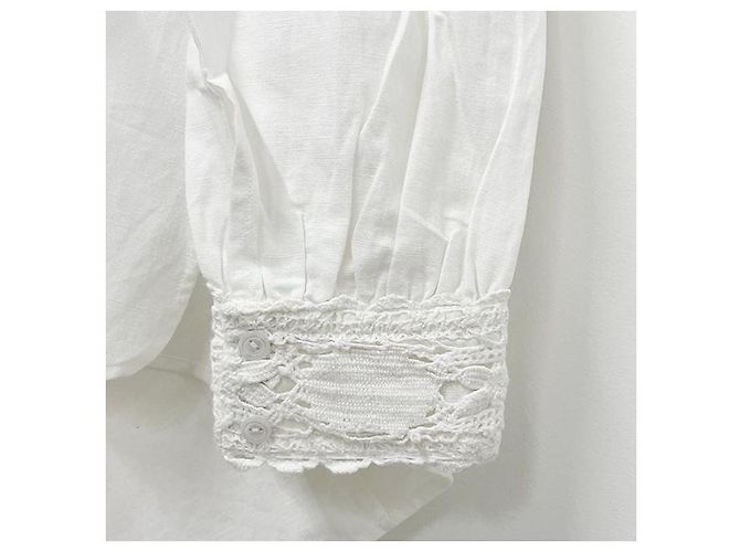 Isabel Marant Blusa de lino y algodón con encaje Etoile Valmira Blanco - vista 6
