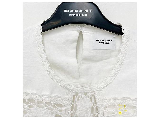 Isabel Marant Blusa de lino y algodón con encaje Etoile Valmira Blanco - vista 7