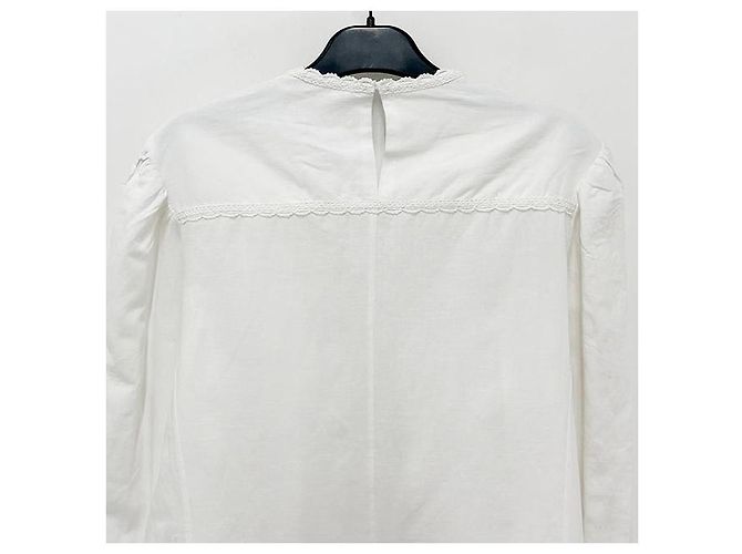 Isabel Marant Blusa de lino y algodón con encaje Etoile Valmira Blanco - vista 8