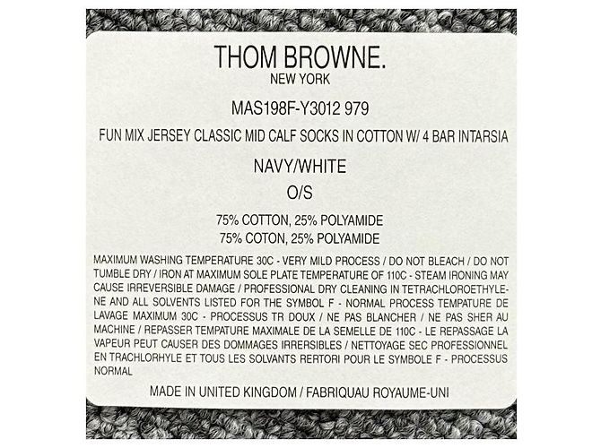 Thom Browne Calze Classiche Sottile a Mezza Polpaccio Blu Navy Bianco - vista 14