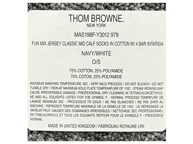 Thom Browne Calze Classiche Sottile a Mezza Polpaccio Blu Navy Bianco - vista 6
