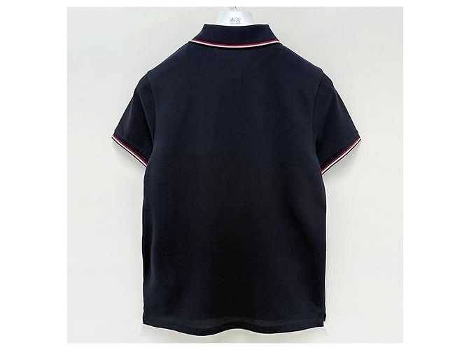 Polo in cotone piqué a maniche corte con patch logo Moncler, blu navy - vista 11