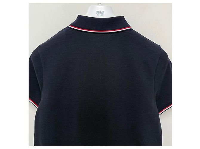 Polo in cotone piqué a maniche corte con patch logo Moncler, blu navy - vista 15