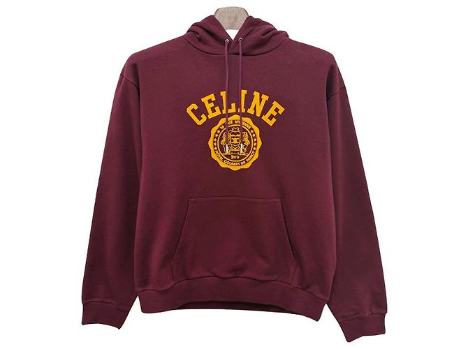 Céline Blason Logo bedruckter Baumwollfleece-Hoodie Bordeaux Rot - Ansicht 9