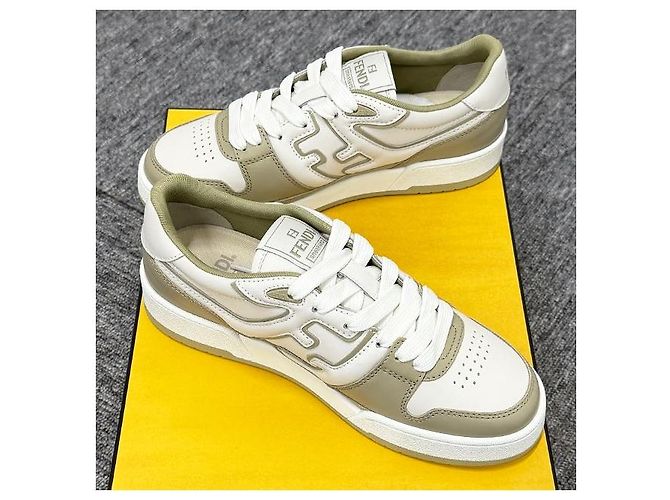 Fendi Match Leder Low-Top Sneakers Sage Weiß mit Stempel: AOMN - Ansicht 4
