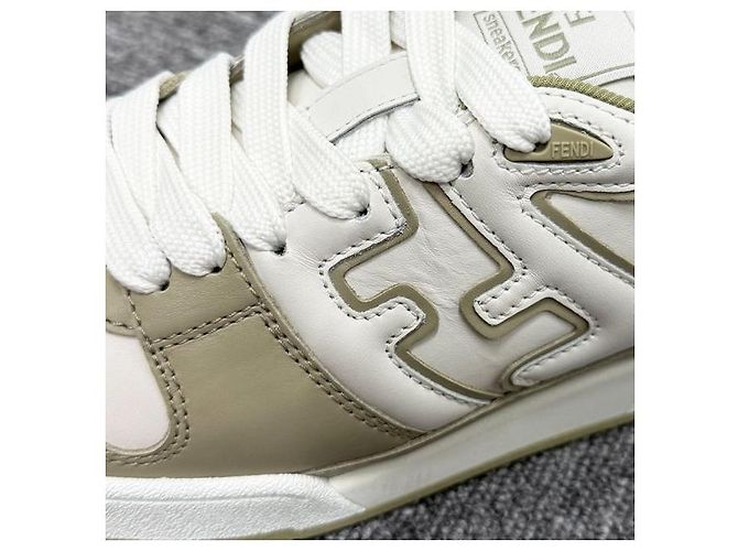 Fendi Match Leder Low-Top Sneakers Sage Weiß mit Stempel: AOMN - Ansicht 8