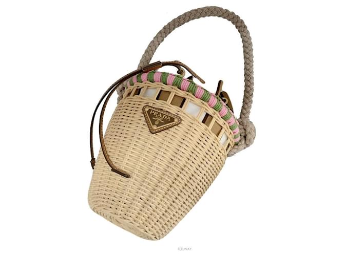 Prada Bolso mini de mimbre Castaño - vista 4