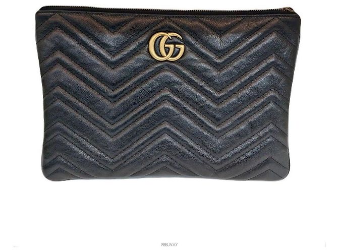 Gucci Pochette Clutch GG Marmont Matelassé Nero - vista 2