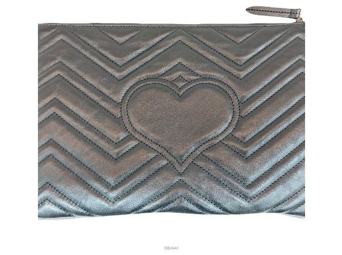Gucci Pochette Clutch GG Marmont Matelassé Nero - vista 3